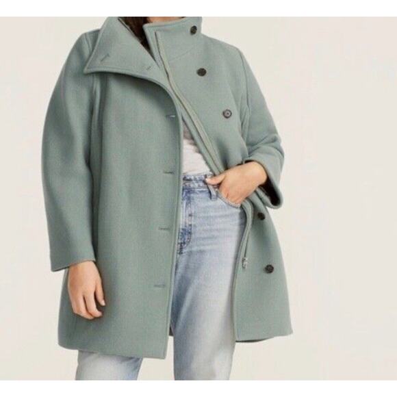 J.CREW Jackets & Blazers - J Crew Nello Gori Stadium Cloth Coat Women’s Size 14 Soft Green Cocoon Jacket
